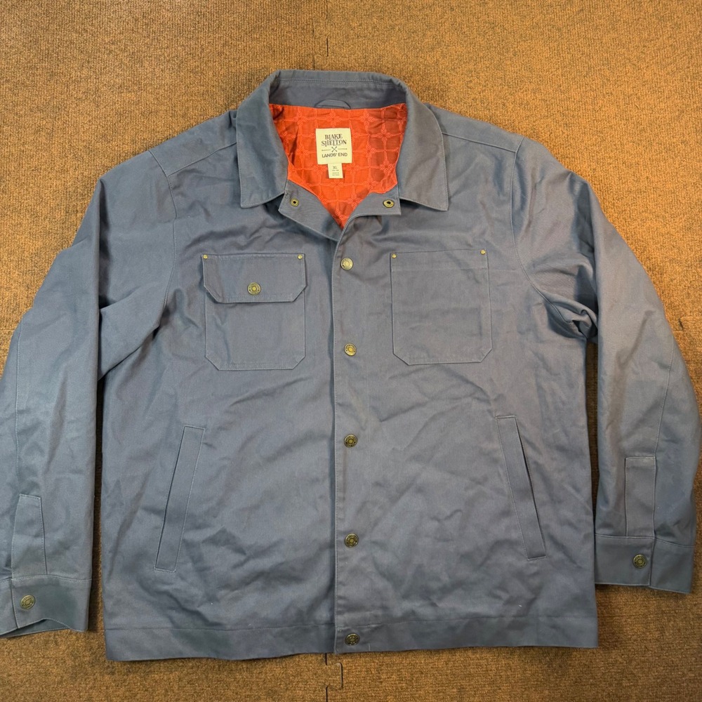 Blake Shelton x Lands End Mens Canvas Chore Jacket Blue Workwear XL RN 62830